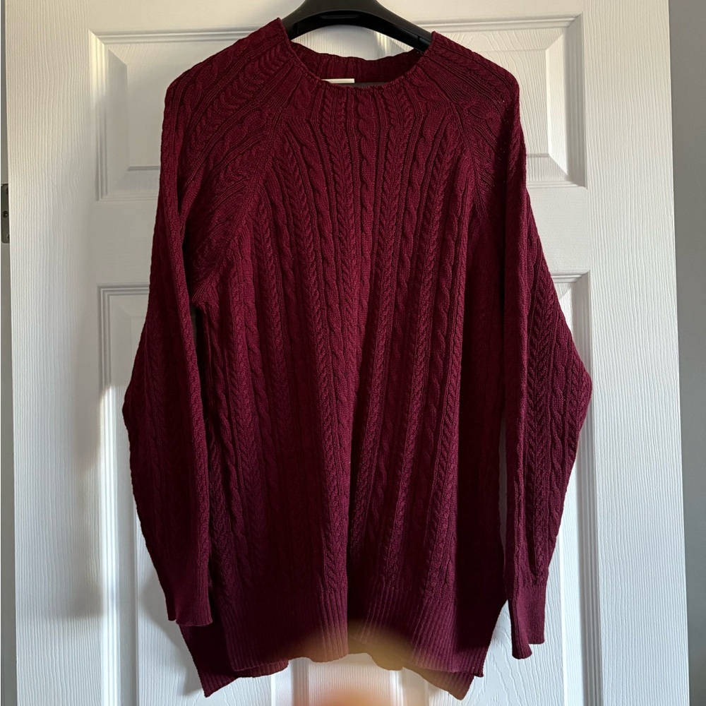 Cable Knit Burgundy Sweater